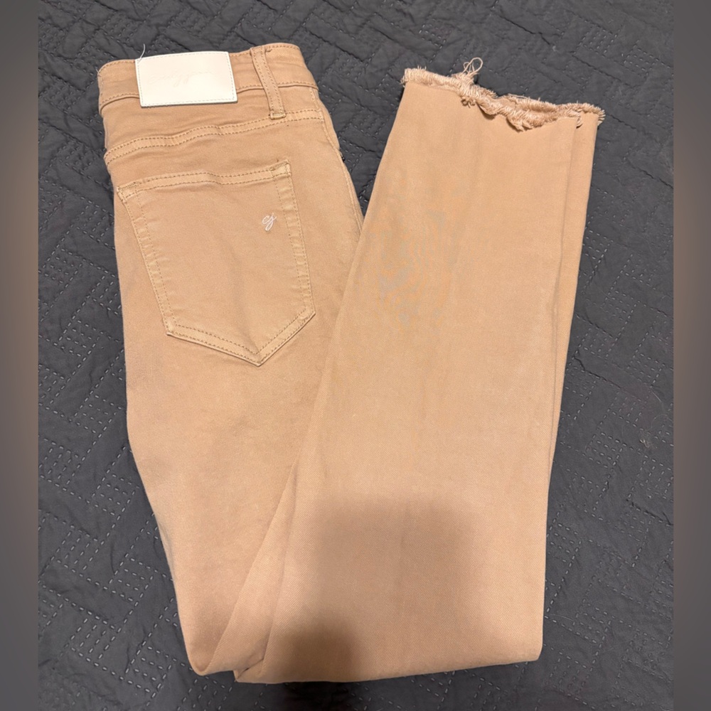 Tan CJLA Chrissy Frayed Hem Jeans